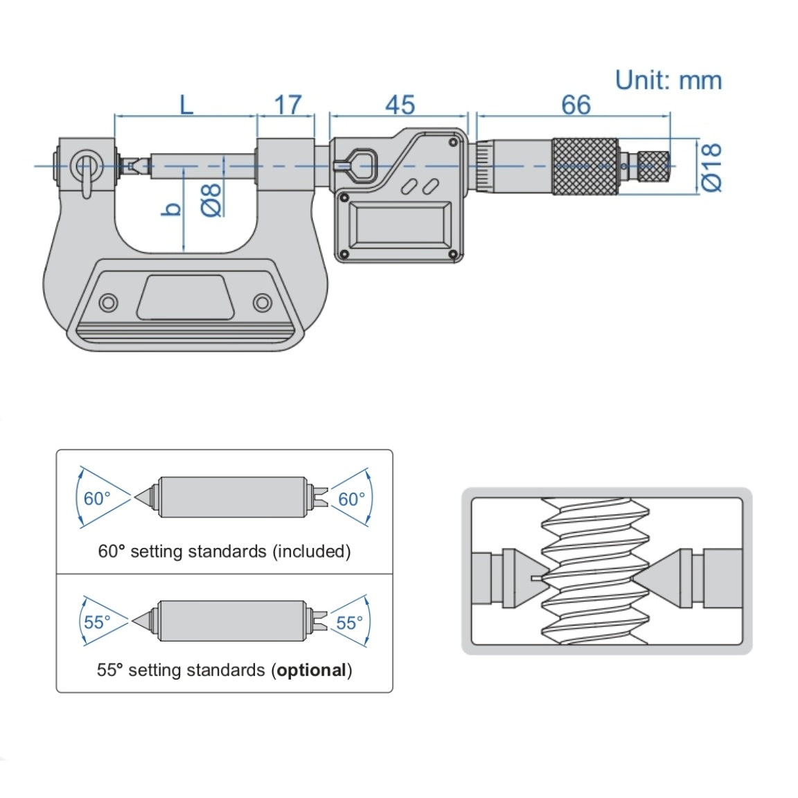 Insize Digital Screw Thread Micrometer 25-50mm Range Series 3581-50A