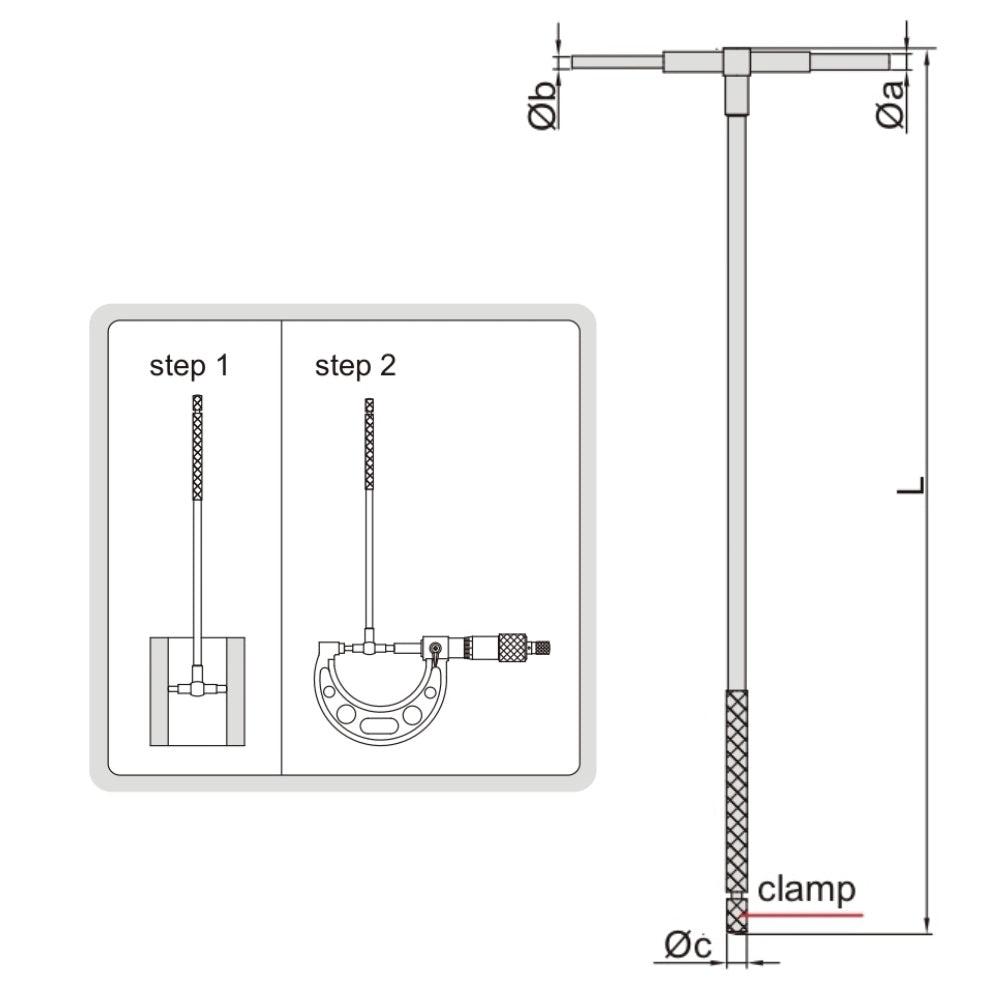 Insize Long Handle Telescopic Gauge 8-12.7mm Range Series 4209-1