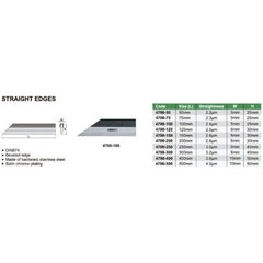 Insize Straight Edge 200mm Beveled Edge Series 4700-200