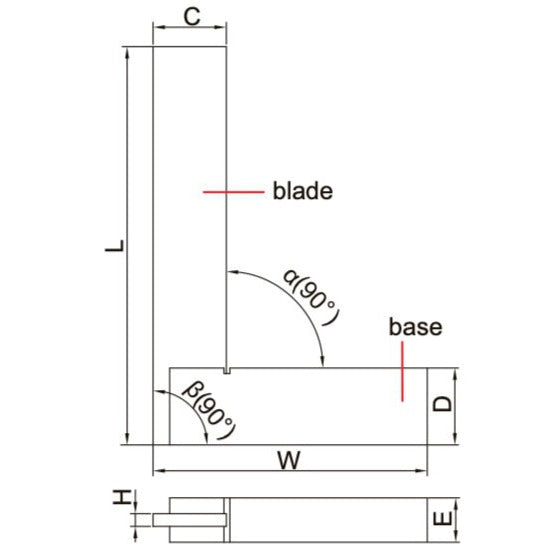 Insize Range 90° Square 600x350mm Series 4707-600