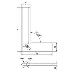 Insize 90° Bevelled Edge Square 75x50mm Range Series 4790-075