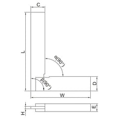 Insize 90° Flat Edge Square 100x70mm Range Series 4792-100