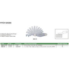 Insize Pitch Gauge 2-20mm Range Series 4824-12