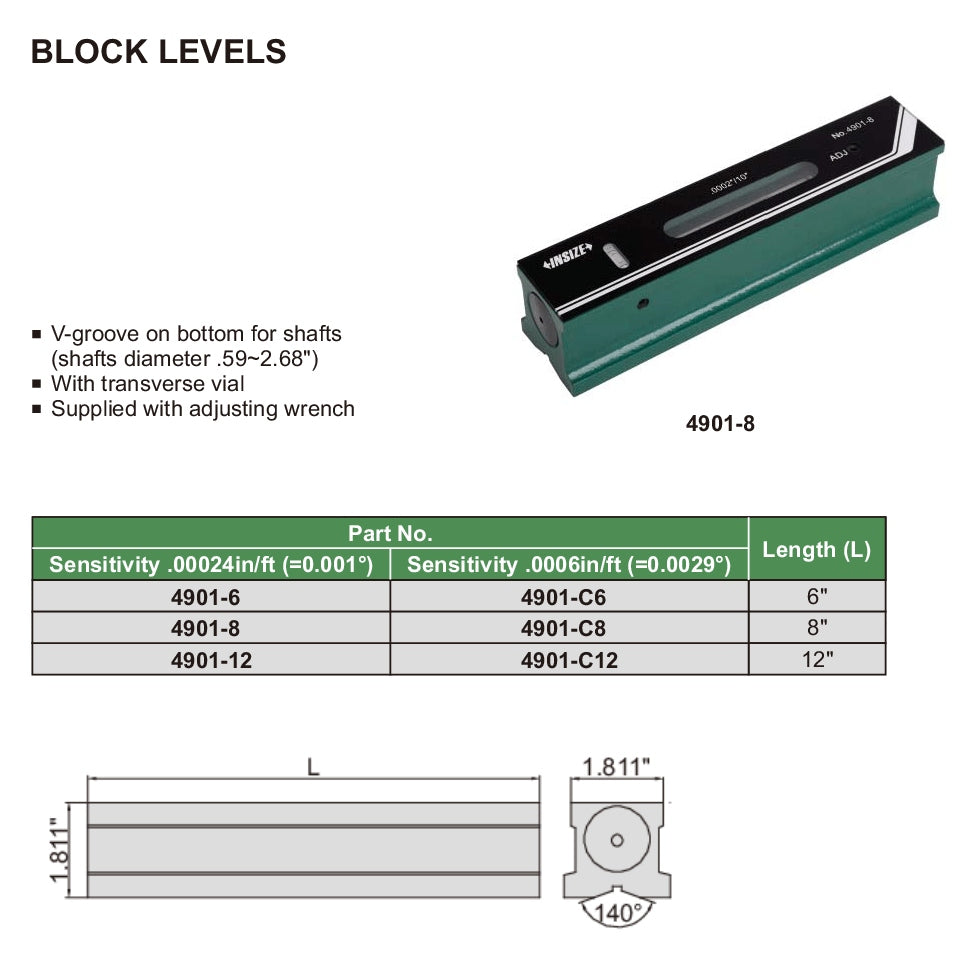 Insize Block Level 8" Series 4901-8