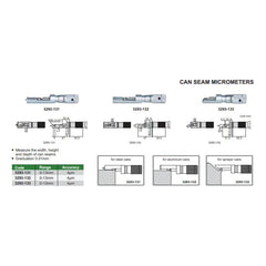 Insize Can Seam Micrometer 0-13mm Range Series 3293-132