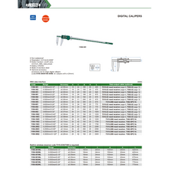 Insize Long Jaw Digital Caliper 0–500 mm / 0–20" (Jaw L 150 mm) Series 1106-502