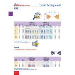 Carmex Internal Right Hand NPT Taper Pipe Thread Turning Insert 16 mm / 11.5 TPI / 16 IR 11.5 NPT BMA