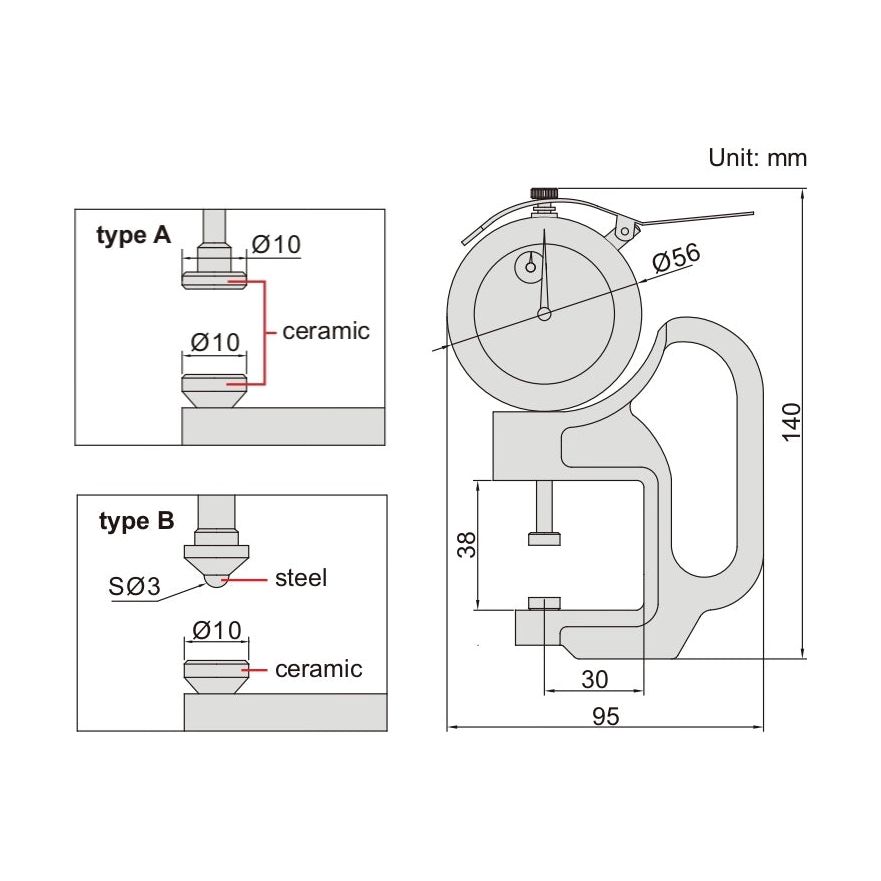 Insize Thickness Gauge 0-30mm x 0.01mm Range Series 2366-30