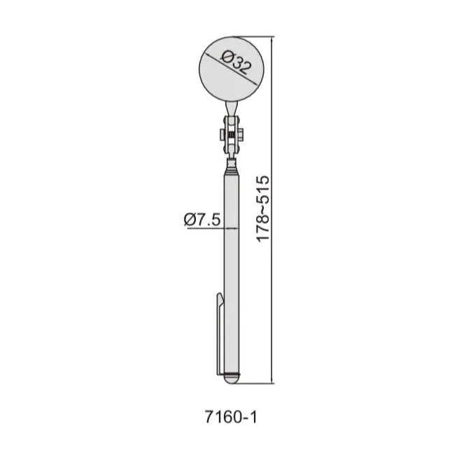 Insize Telescoping Inspection Mirror Ø32mm Series 7160-1