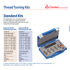 Thread turning kit with Carmex 16 ER 1.75 ISO P25C External ISO Metric Thread Turning Insert