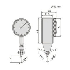 Insize Dial Test Indicator 0.8mm x 0.01mm Range Series 2381-08