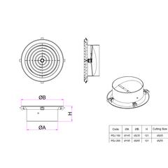 Ductsure PDJ200 Plastic Round Ceiling Vent Diffuser