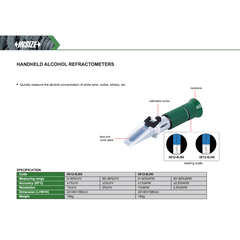 Insize Handheld Alcohol Refractometer 0–50%W/W & 50–80%W/W – Series 5812-BJ90