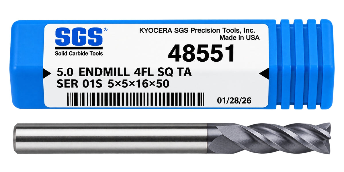Kyocera SGS 48551 5mm 4 Flute Ti-NAMITE-A AlTiN Coated Carbide Square End Mill