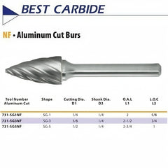 Best Carbide - SG5NF 1/2" Aluminium Cut Carbide Burr