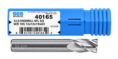 Kyocera SGS 40165 12mm 4 Flute Uncoated Stub Carbide Square End Mill