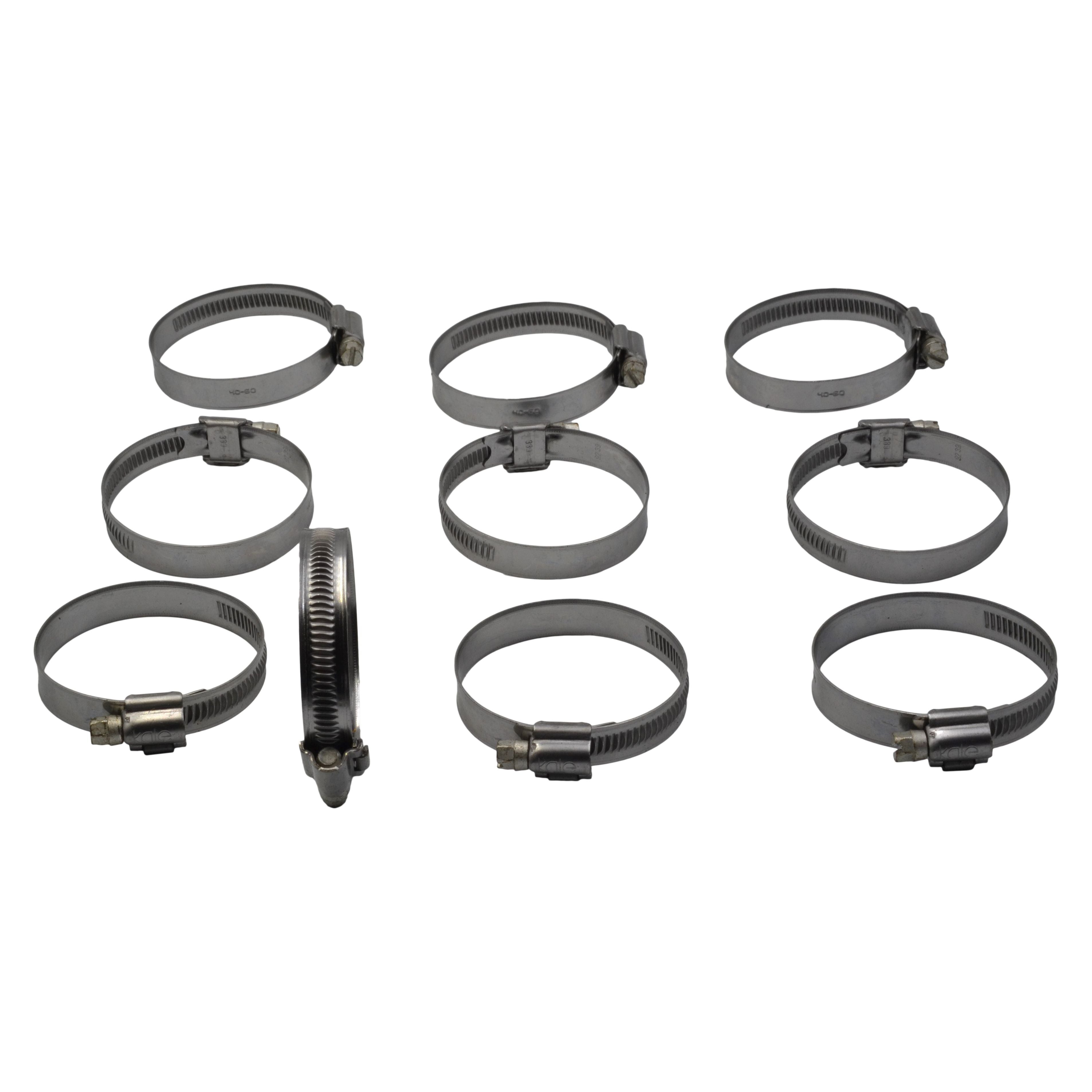 10 Piece 304 Stainless Steel Kale 40-60mm Worm Drive Hose Clamp