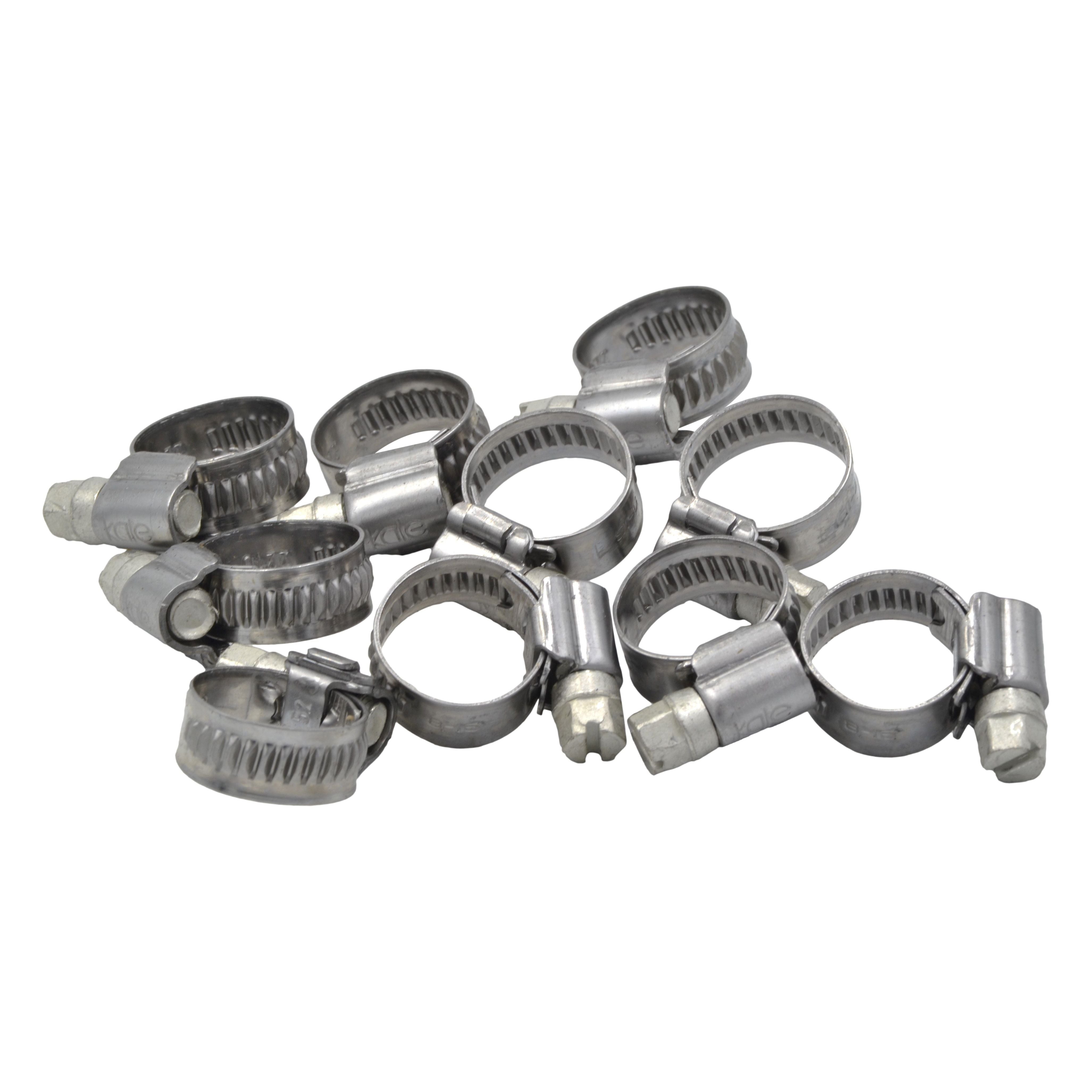 10 Piece Kale 304 Stainless Steel 8-16mm WD9 Worm Drive Hose Clamp