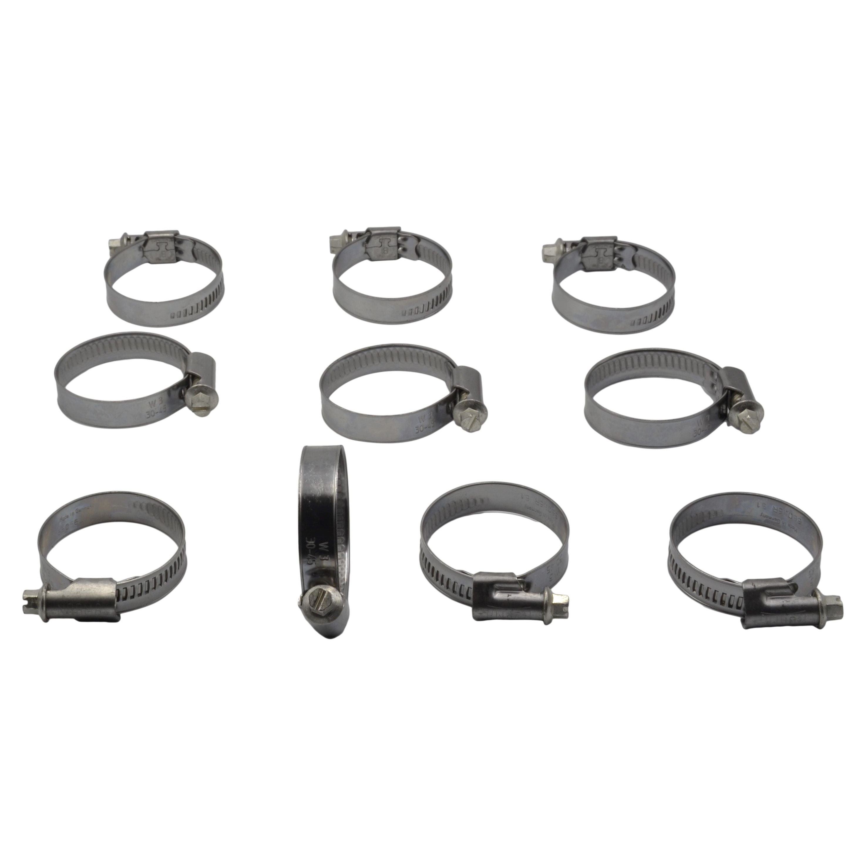 10 Piece Norma 304 Stainless Steel 30-45mm Worm Drive Hose Clamp