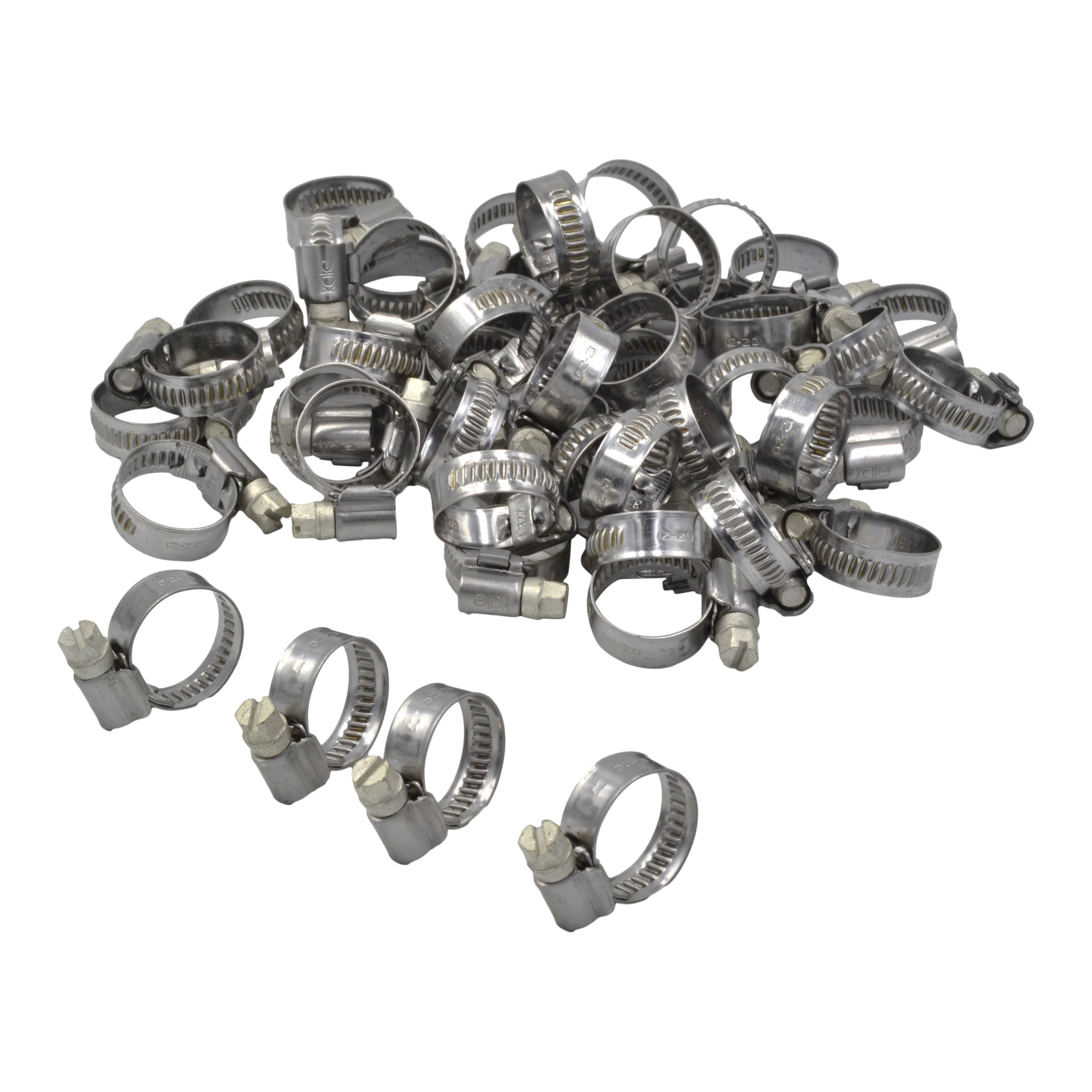 50 Piece Kale 304 Stainless Steel 12-20mm Worm Drive Hose Clamp