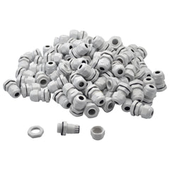 100 Pack IP68 PG9 White Nylon Cable Gland 4-8mm Cable Range