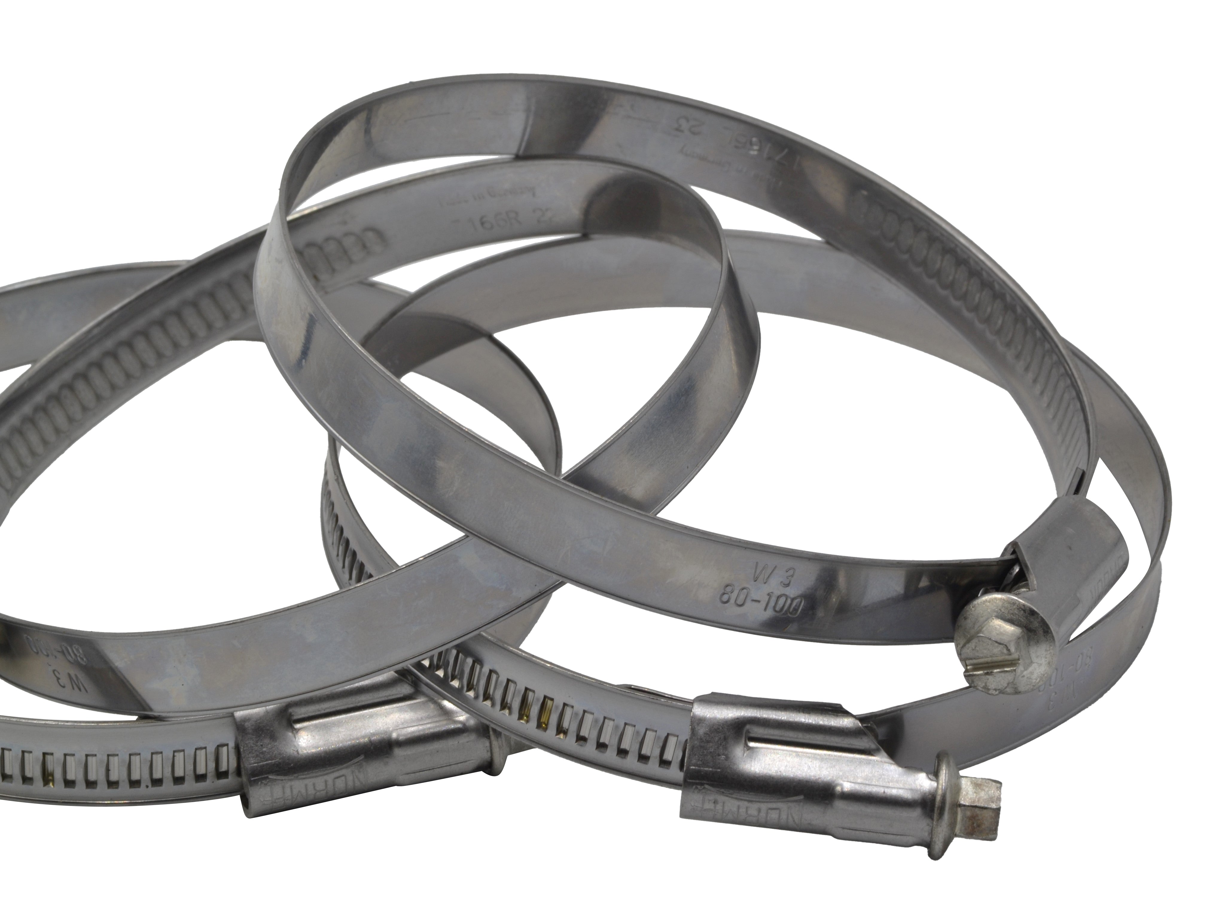 4 Piece Norma 304 Stainless Steel 80-100mm Worm Drive Hose Clamp