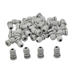 50 Pack IP68 PG7 White Nylon Cable Gland 3-6.5mm Cable Range