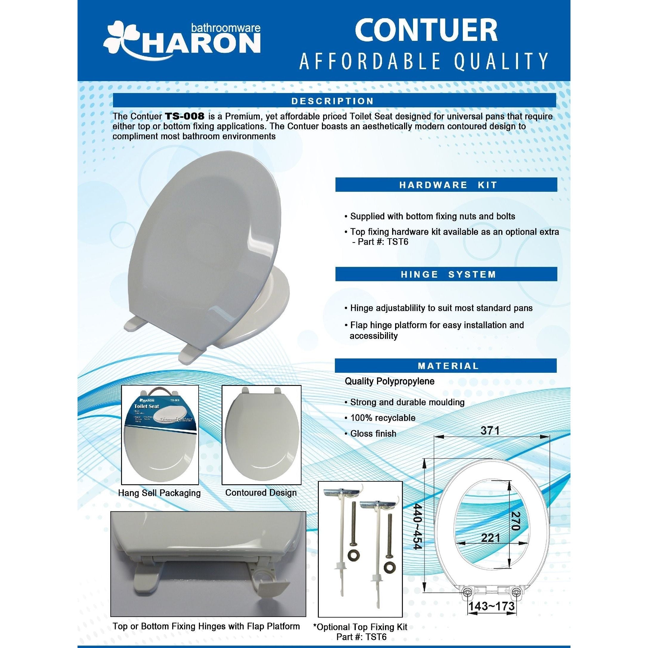 Haron TS-008 DIAMOND CONTOUR Toilet Seat