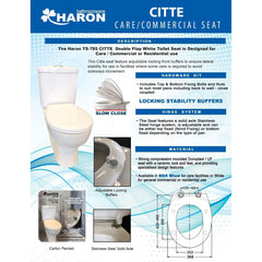 Haron TS-785 CITTE White Slow Close Toilet Seat with Locking Buffers