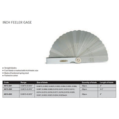 Insize Feeler Gauge Set 0.0015-0.025" Range Series 4613-262