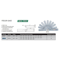 Insize Feeler Gauge Set 0.002"–0.025" Range Series 4614-15