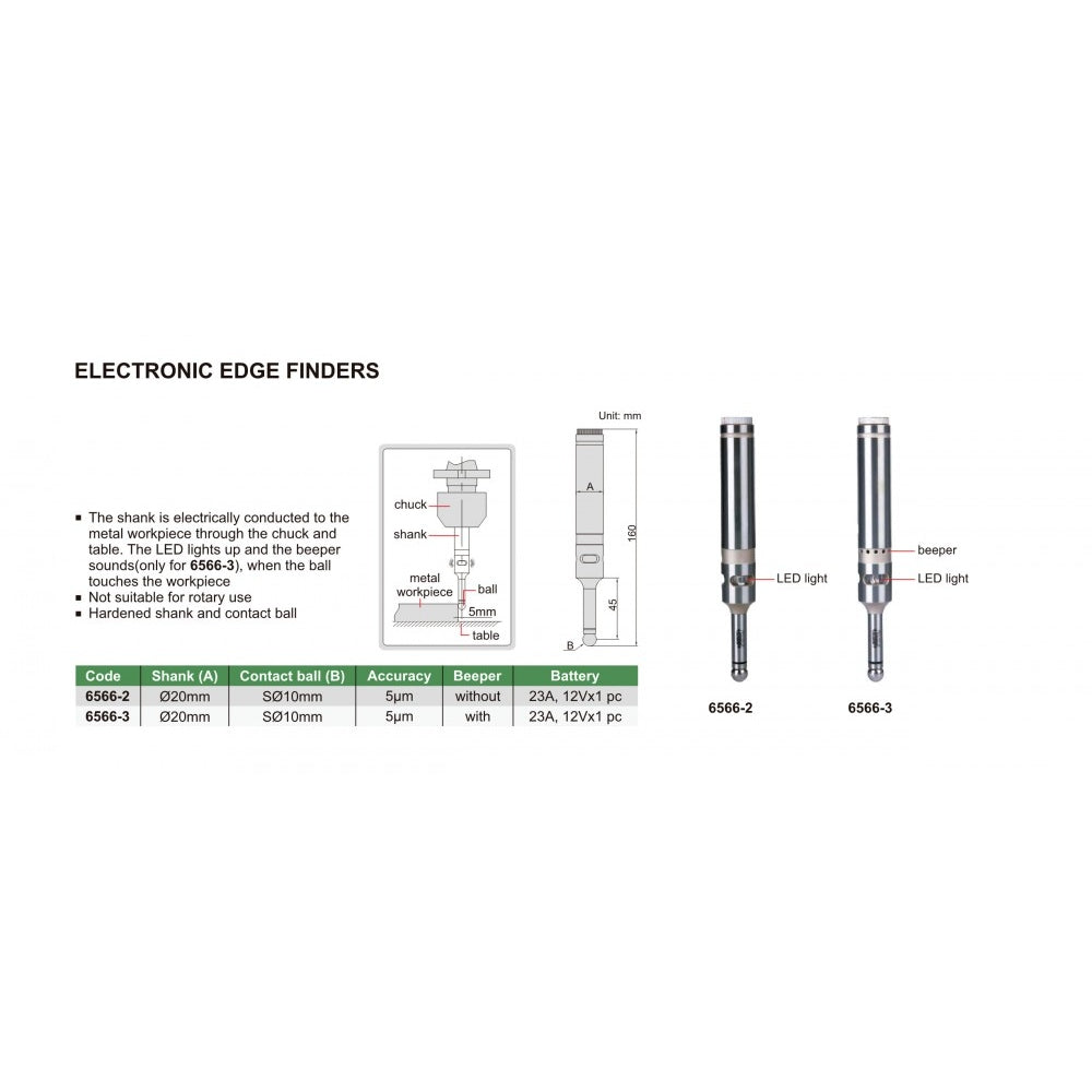 Insize Electronic Edge Finder 20mm Shank Series 6566-2