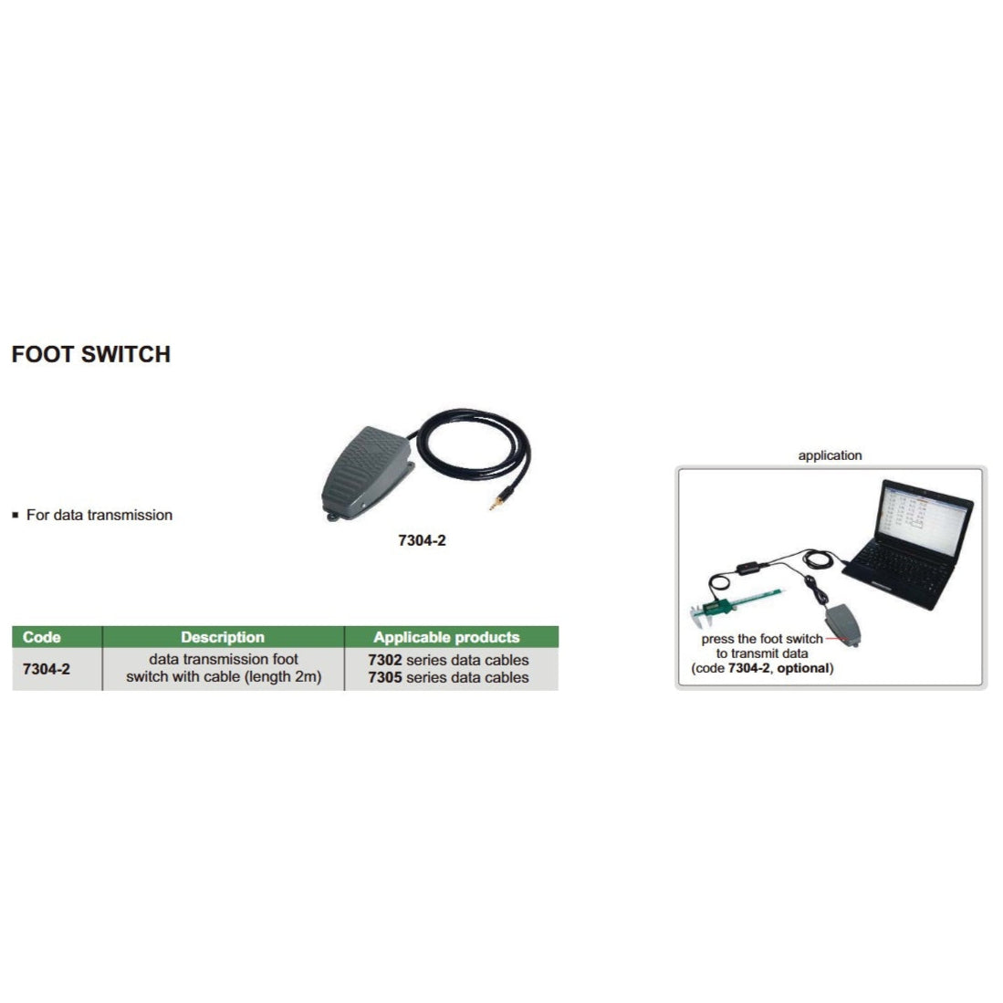 Insize Foot Switch for Data Output Cables Series 7304-2