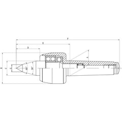 Morse Taper 2 Extended Nose High Speed Live Centre M10 drawbar