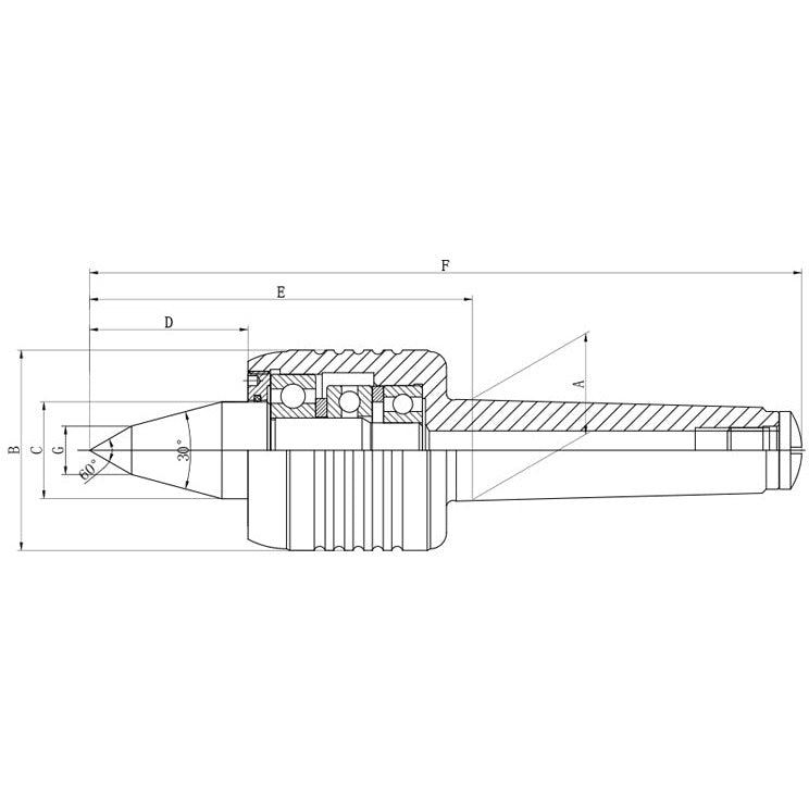 Live Centre Extended Nose MT3 M12 Drawbar Medium Duty