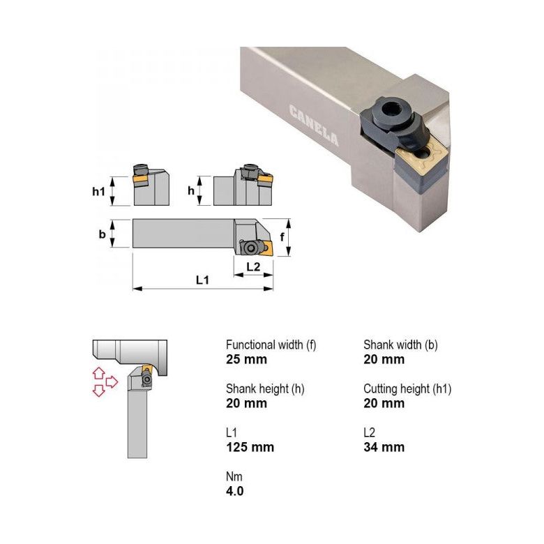 Canela Wedge Clamp or Double Lock Turning Tool Holder MCLNL2020K12 20mm Shank