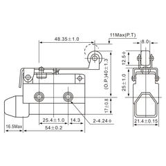 AZ-7121 Roller Lever Actuator Type Limit Switch Diagram