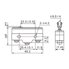 Z-15GS-B Spring Plunger Micro Limit Switch Diagram