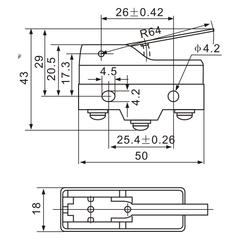 Z-15GW-B Universal Hinge-Actuated Screw Terminals Micro Limit Switch Diagram