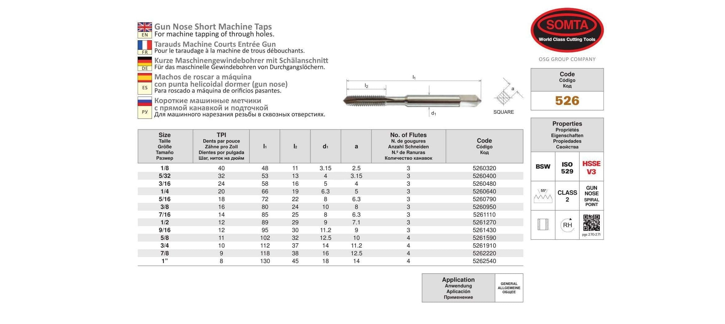   SOMTA - HSS GUN NOSE TAP BSW (STANDARD)