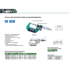 Insize Digital Non-Rotating Spindle Disk Micrometer 25–50 mm / 1–2" Series 3594-50A