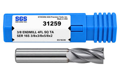 Kyocera SGS 31259 3/8" 4 Flute Ti-NAMITE-A AlTiN Coated Stub Carbide Square End Mill