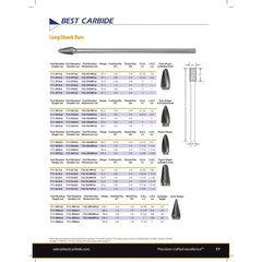 BEST CARBIDE CARBIDE BURRS Best Carbide - SD3NFL6 3/8" Aluminium Cut Long Series Carbide Burr