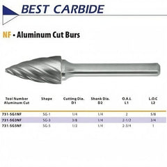 BEST CARBIDE CARBIDE BURRS Best Carbide - SG3NF 3/8" Aluminium Cut Carbide Burr