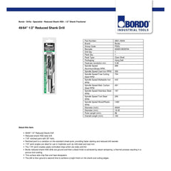Bordo 49/64" HSS Reduced Shank Drill - Twin Eagle Imports
