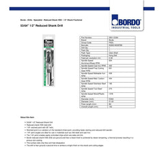 BORDO DRILLS Bordo 53/64" HSS Reduced Shank Drill