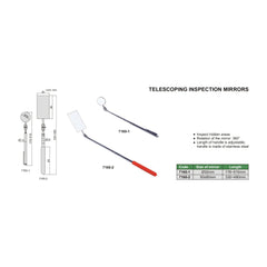 Insize Telescoping Inspection Mirror Ø32mm Series 7160-1
