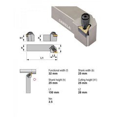 Canela DTGNL2525M16-N External Turning Toolholder – 25×25 mm - Twin Eagle Imports