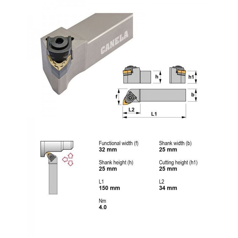 CANELA S.A. TOOL HOLDERS Canela MWLNR2525M08 External Turning Toolholder – 25×25 mm