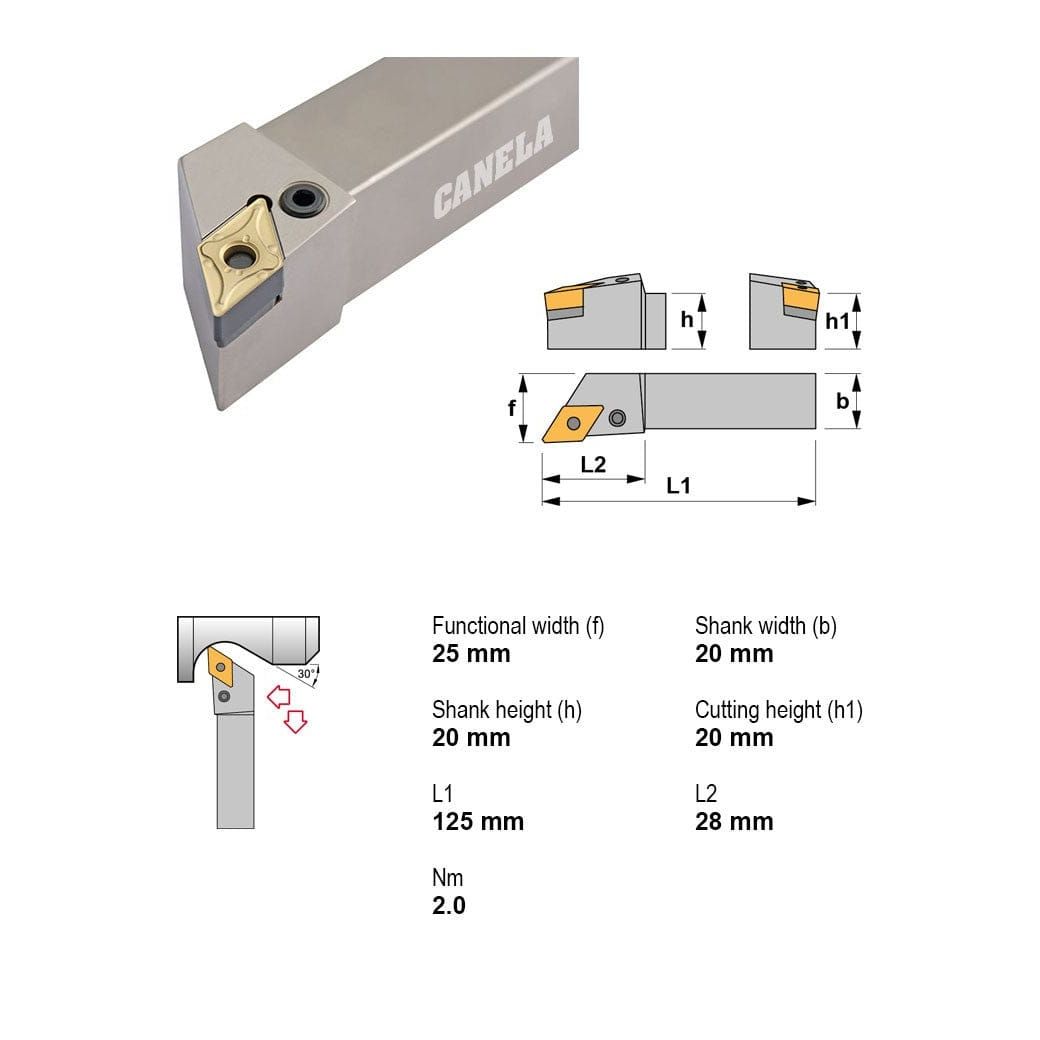 CANELA S.A. TOOL HOLDERS Canela PDJNR2020K11 Turning & Profiling Toolholder – 20×20 mm